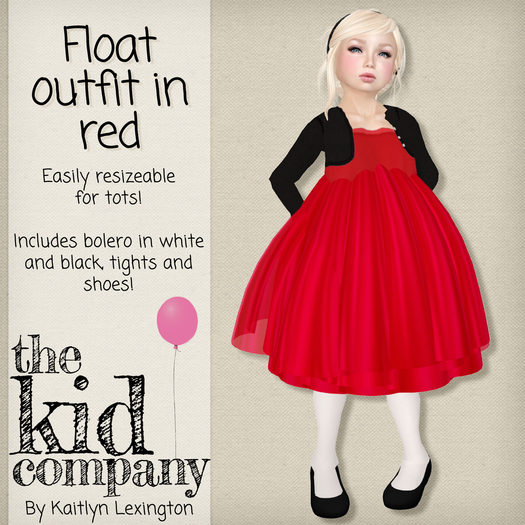 the kid company. float dress. red.