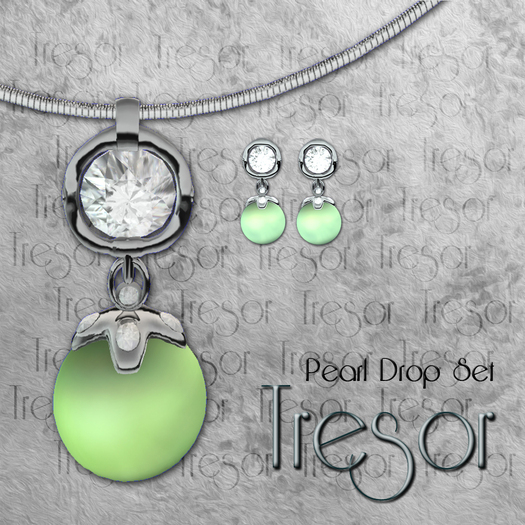 ::Tresor::  Pearl Drop Set (Silver, Green) 