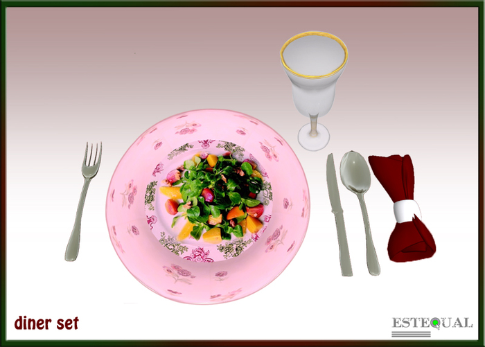 FULL PERM  Dinner Set - Tableware, Sculpted Tableware - Plate-Napkin-Glass-Cutlery 