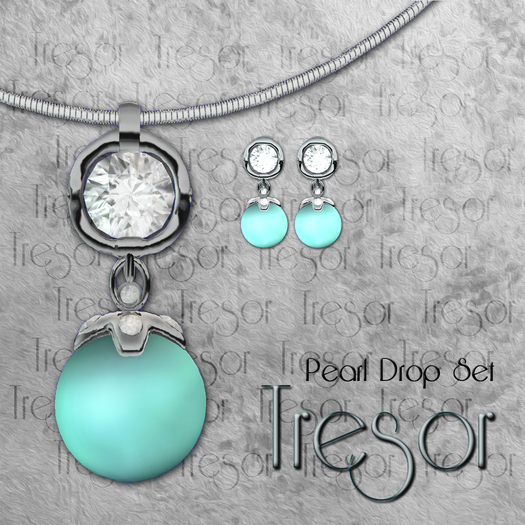 ::Tresor:: Pearl Drop Set (Silver, Aqua) 
