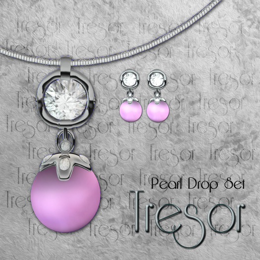 ::Tresor:: Pearl Drop Set (Silver, Pink) 