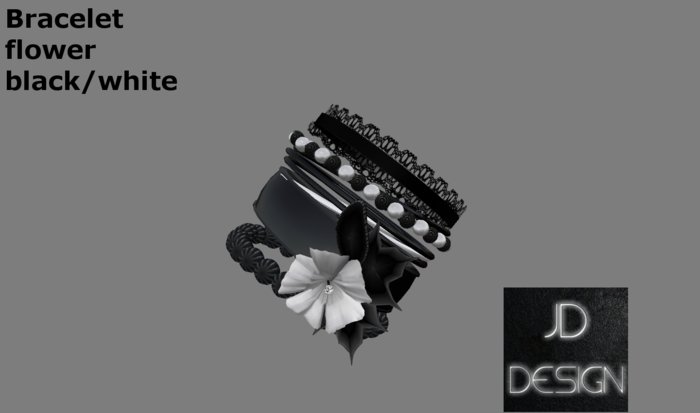 *JD*BRACELET black/white flower