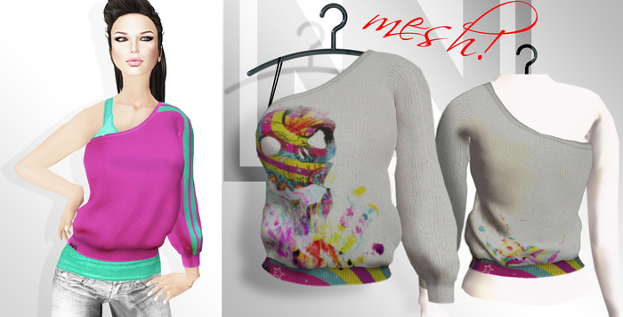 [nn] -Mesh Sweater Shoulderfree - punk -light