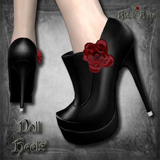 ~Black Arts~Doll Heels With Red Roses