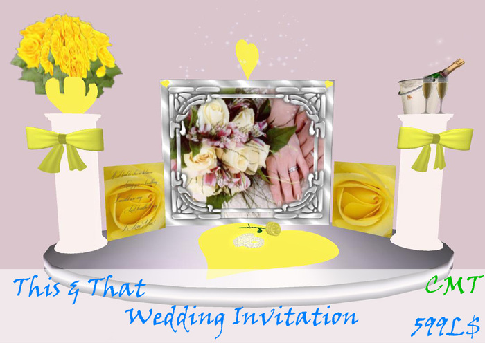 This & That Yellow Heart Wedding Invitation (Boxed)