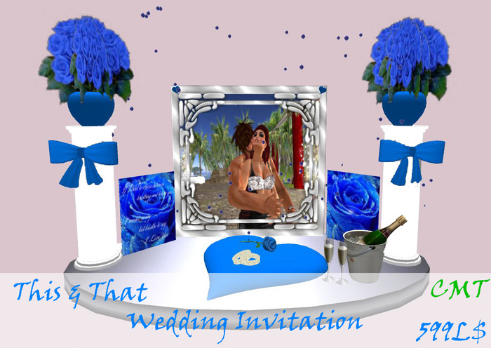 This & That Blue Double Pillar Wedding Invitation (Boxed)