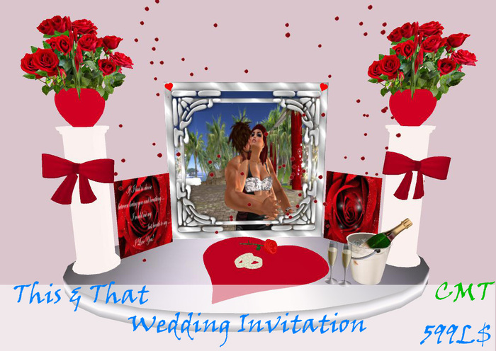 This & That Red Double Pillar Wedding Invitation (Boxed)