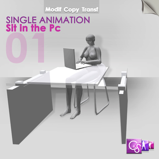 C&S Poses - Single Animation - Sit on the Pc 2 (full perms)
