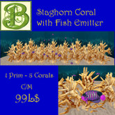Staghorn Coral with Fish Emitter -  1 Prim, C/M
