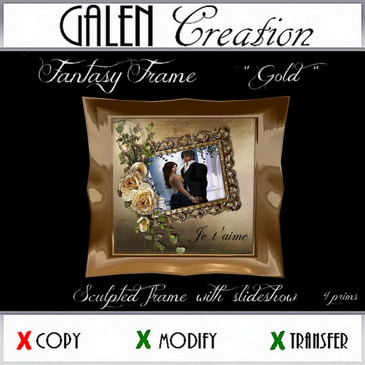 *** GALEN CREATION *** Fantasy frame " Gold "