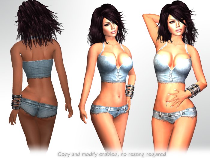 FUTE :: Denim skimpy set (light blue)