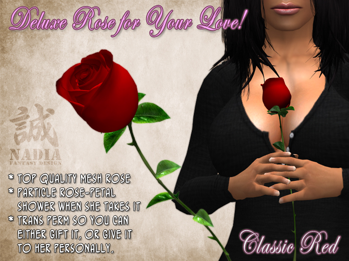 ~Nadia~ Deluxe Rose Red - A beautiful mesh rose for your special someone