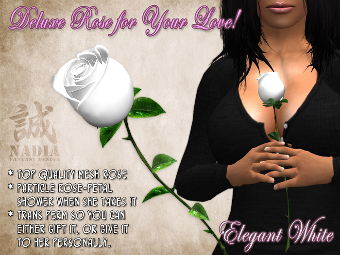 ~Nadia~ Deluxe Rose White - A beautiful mesh rose for your special someone