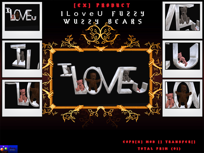 [EX] I love u Fuzzy Wuzzy Bears boxed