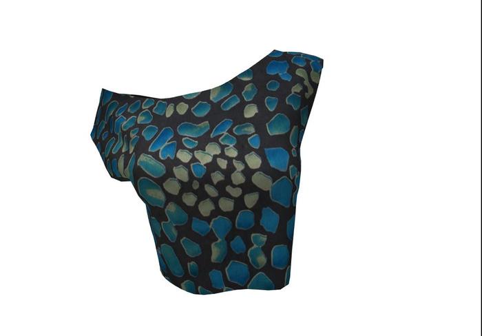 ::Mesh II Def::  Rock  Cropped Off Shoulder Top boxed