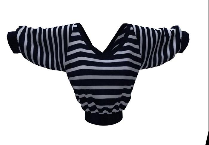 ::Mesh II Def:: navy strip Cropped Sweater::  boxed