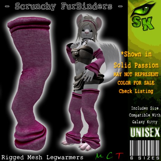 -[SK]- Scrunchy FurBinders (Solid Sand) Mesh LegWarmers
