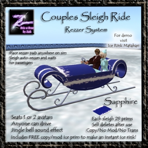 BBZ Couples Winter Snow Sleigh Ride Rezzer System Sapphire 