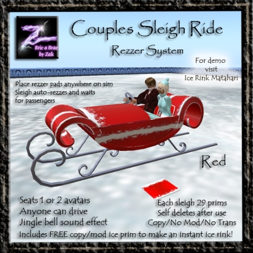 BBZ Couples Winter Snow Sleigh Ride Rezzer System Red 