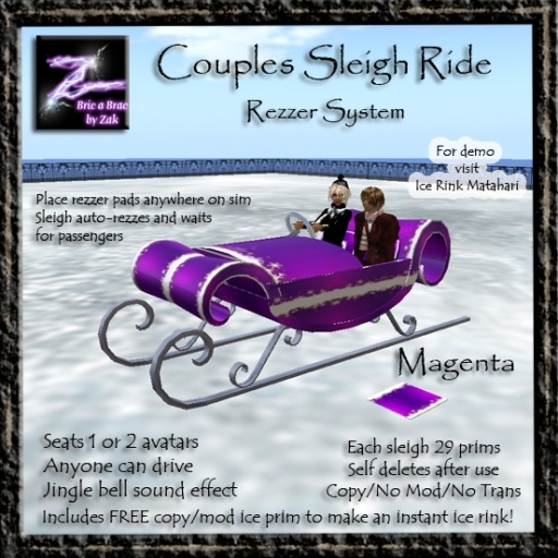 BBZ Couples Winter Snow Sleigh Ride Rezzer System Magenta 