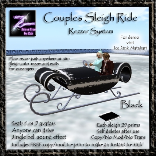 BBZ Couples Winter Snow Sleigh Ride Rezzer System Black