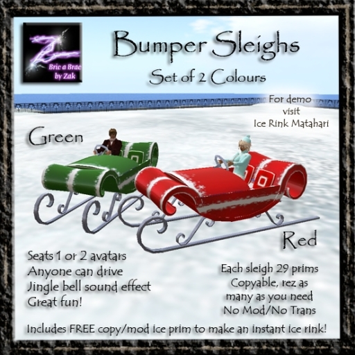 BBZ Bumper Sleighs Winter Snow Sleigh Ride  Red /Green 