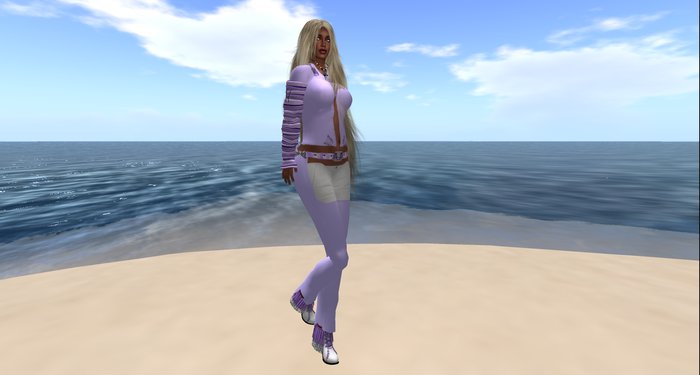 Lavender leather chaps outfit w/shoes