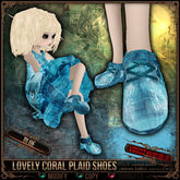 [Mesh] =^.^= Curious Kitties Unreal Fuzz - [Limited Edition] Lovely Coral Plaid Shoes - Blue