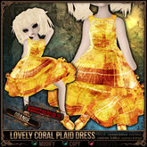 [Mesh] =^.^= Curious Kitties Unreal Fuzz - [Limited Edition] Lovely Coral Plaid Dress - Orange