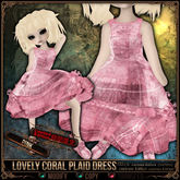 [Mesh] =^.^= Curious Kitties Unreal Fuzz - [Limited Edition] Lovely Coral Plaid Dress - Pink