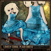 [Mesh] =^.^= Curious Kitties Unreal Fuzz - [Limited Edition] Lovely Coral Plaid Dress - Blue