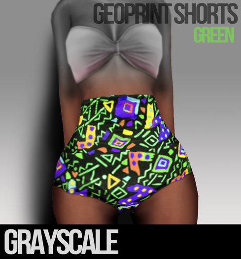 Grayscale / Geo Shorts / GREEN