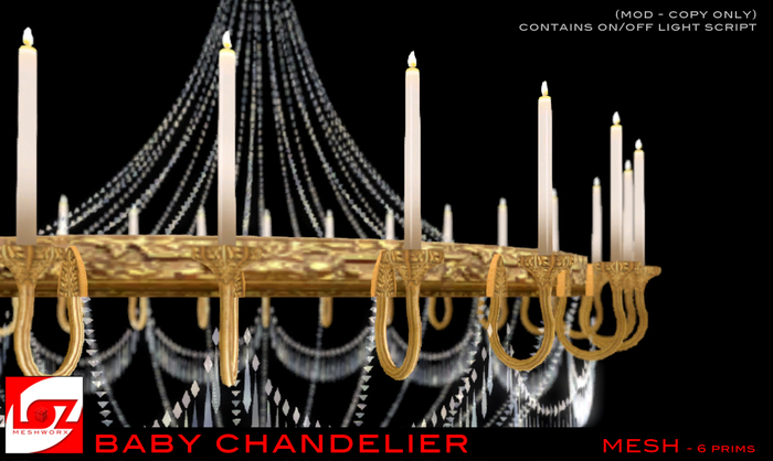 Meshworx - Baby Chandelier 4166 individual crystals only 6 prims!!! (Copy/Mod only) 100% MESH