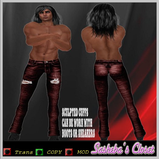 Basic Burgundy Male Ripped Jeans : Sasheba's Closet: