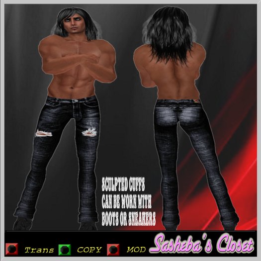 Basic Dark Blue Male Ripped Jeans : Sasheba's Closet: