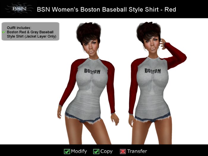 BSN Women's Boston Baseball Style Shirt - Red