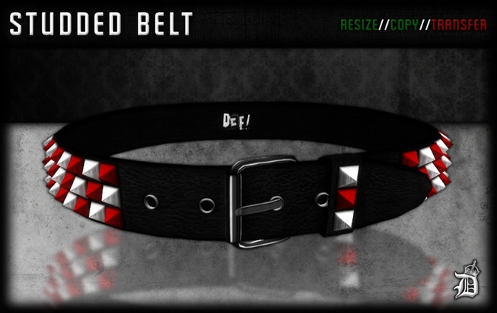 DEF! Belt / Studded / White & Red (Unisex)