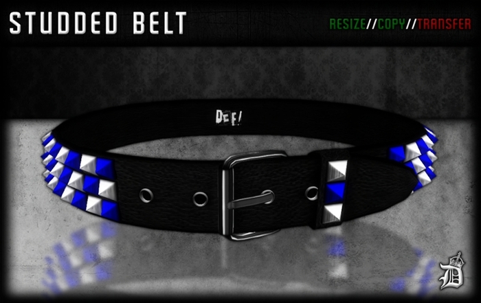 DEF! Belt / Studded / White & Blue (Unisex)