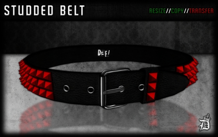 DEF! Belt / Studded / Red (Unisex)