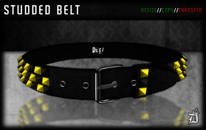 DEF! Belt / Studded / Black & Yellow (Unisex)