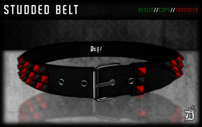 DEF! Belt / Studded / Black & Red (Unisex)