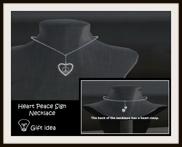 Heart Peace Sign Necklace - Silver