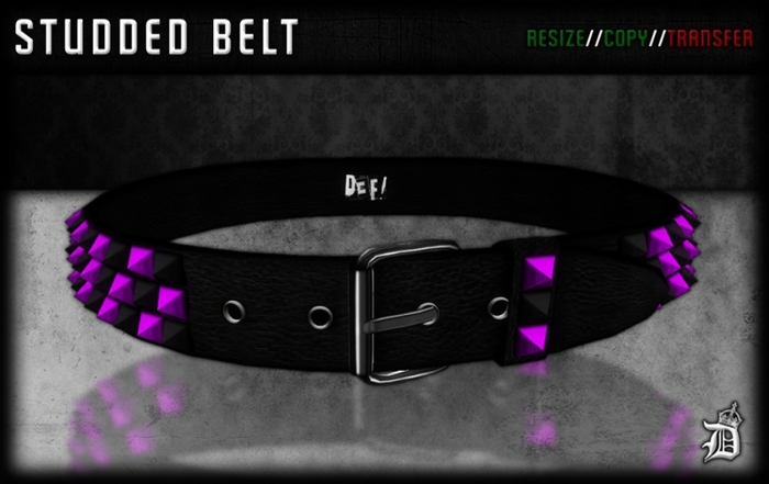 DEF! Belt / Studded / Black & Purple (Unisex)