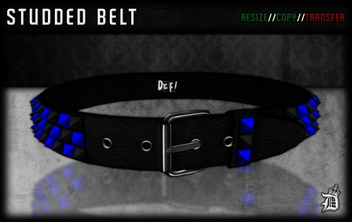 DEF! Belt / Studded / Black & Blue (Unisex)