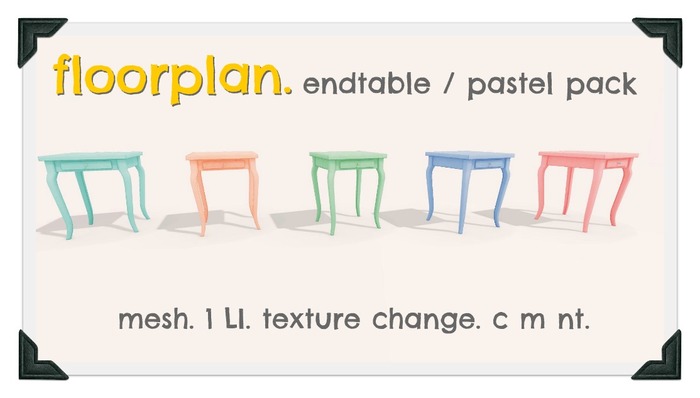 floorplan. - endtable / pastel pack [ boxed ]