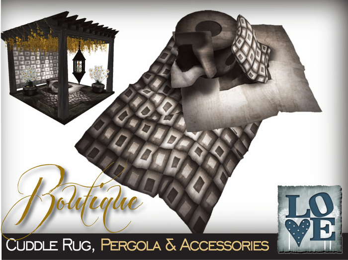 Boutique Massage & Cuddle Rug, with Pergola and accessories