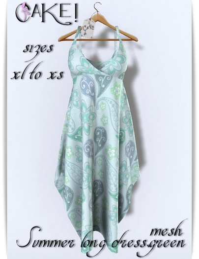 [[>CaKe!<]]Summer Long Dress Green-mesh