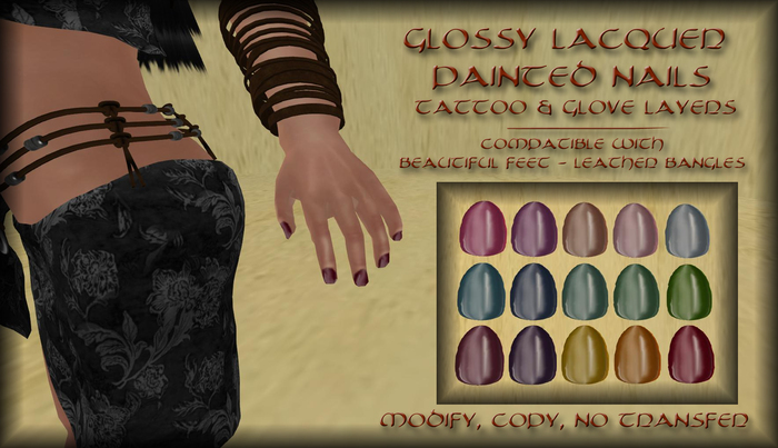 Glossy Lacquer Painted Nails