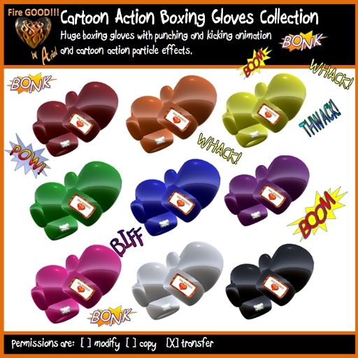 Fire GOOD!!! Cartoon Action Boxing Gloves COLLECTION (9 sets)