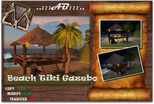 ..:::AB:::Beach Tiki Gazebo.(furnished) PROMO! Just 25 lindens!